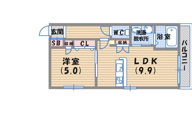 MAISON LE SOLEIL(1LDK/1階)の間取り写真