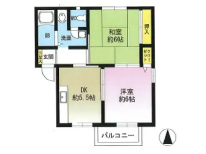 ラフォーレ武庫川(2DK/1階)の間取り写真