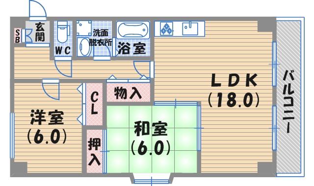 GRANDE苦楽園口(2LDK/3階)の間取り写真