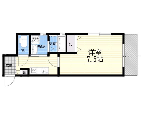 クラウド西宮北口(1K/3階)の間取り写真