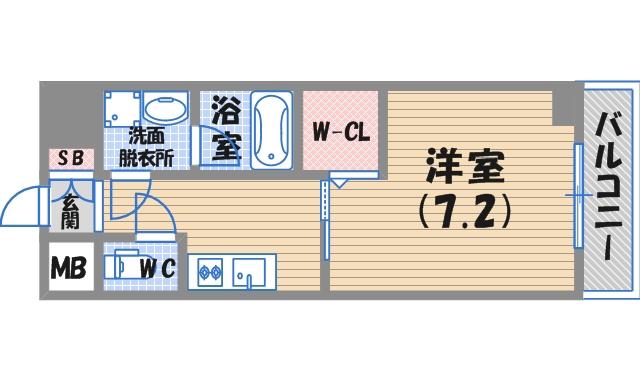 ラ・シャルム西宮本町(1K/7階)の間取り写真