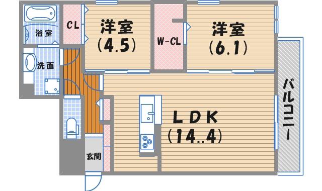 EVISTAGE甲子園(2LDK/1階)の間取り写真