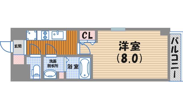 ブランシエスタ西宮(1K/2階)の間取り写真