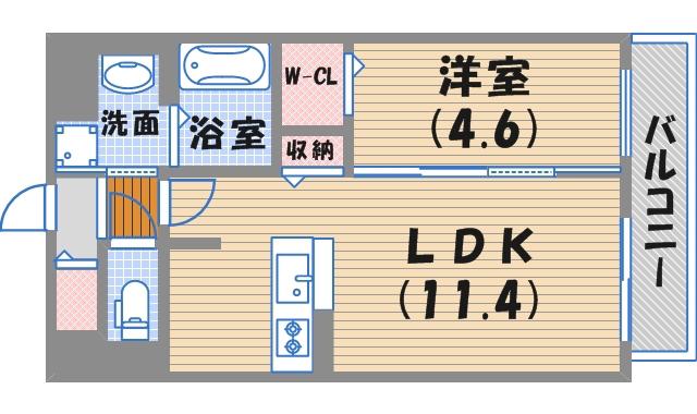 グランアーブル西宮(1LDK/3階)の間取り写真