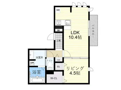 SOLEADO鳴尾(1LDK/1階)の間取り写真