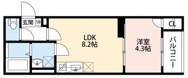 CIEL甲子園(1LDK/2階)の間取り写真