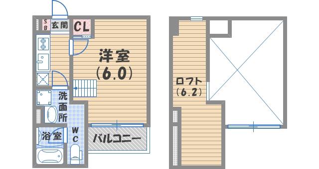 セイシェル(1K/1階)の間取り写真