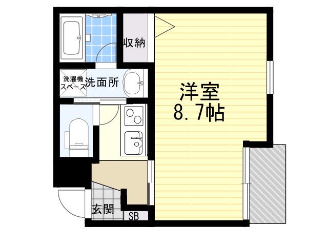 ラ・フォルム西宮北口(1K/1階)の間取り写真