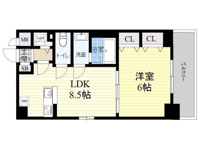 CODE西宮甲子園口(1LDK/3階)の間取り写真