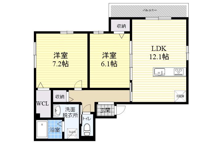 コルン コウロエン(2LDK/2階)の間取り写真