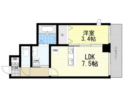 シェ・モア・グランデ西宮(1DK/3階)の間取り写真