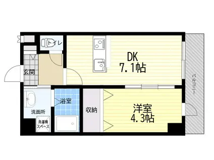 シェ・モア・グランデ西宮(1DK/3階)の間取り写真