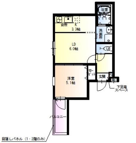 フジパレス西宮津門2番館(1LDK/1階)の間取り写真