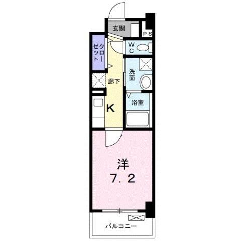 ミルト熊野(1K/2階)の間取り写真