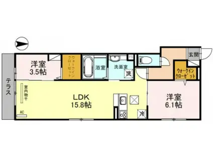 ローズコート西宮北口(2LDK/1階)の間取り写真