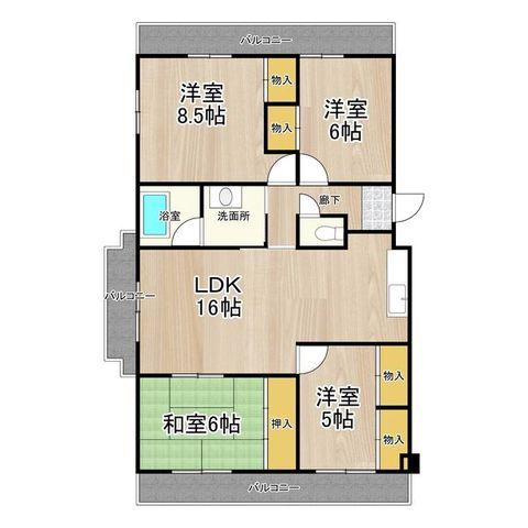 フェルザ西宮(4LDK/5階)の間取り写真