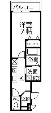 フジパレス阪神甲子園(1K/1階)の間取り写真