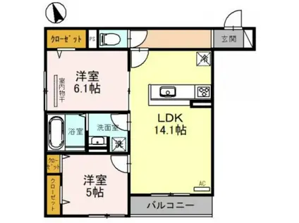 REUSSIR今津(2LDK/2階)の間取り写真