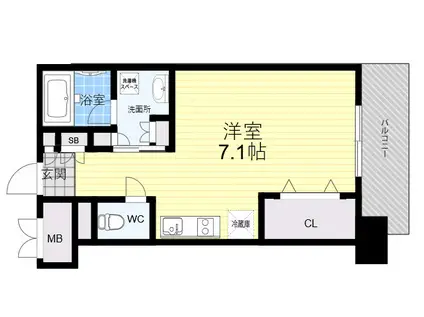 ジオエント西宮北口(ワンルーム/13階)の間取り写真