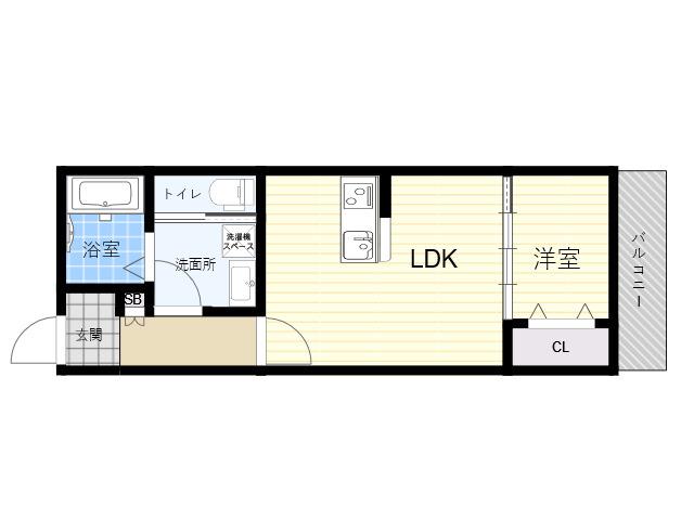 ソリティア西宮(1LDK/1階)の間取り写真