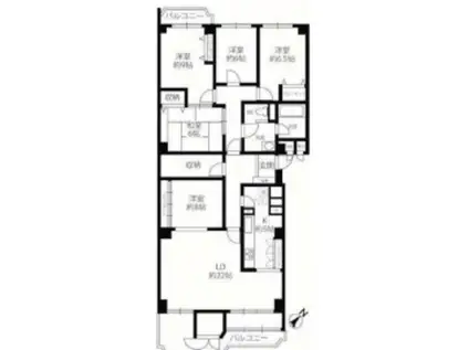 ロイヤルヴィラ苦楽園1号棟(5LDK/4階)の間取り写真