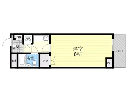 ロッキーハウス(1K/1階)の間取り写真