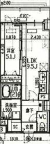 フレンシア西宮北口(1LDK/5階)の間取り写真