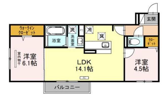 ファミール ノーヴェ(2LDK/1階)の間取り写真