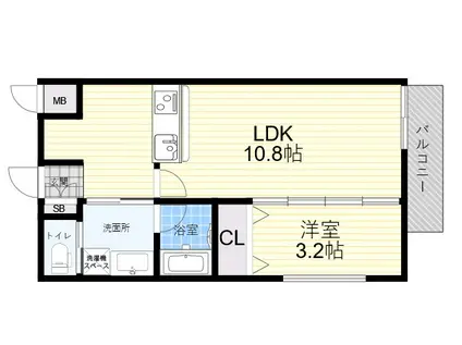 ウェルスクエア西宮甲東園(1LDK/1階)の間取り写真