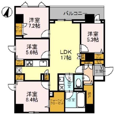 MINNAGENKI夙川公園(4SLDK/4階)の間取り写真
