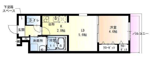フジパレス香櫨園サウス(1LDK/3階)の間取り写真