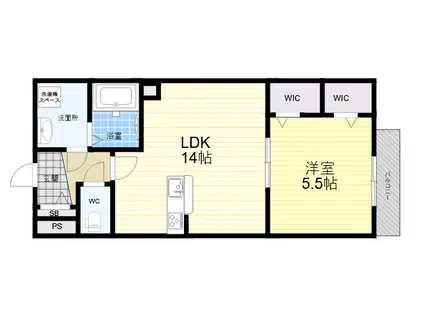 LIEN 甲子園口北町(1LDK/1階)の間取り写真