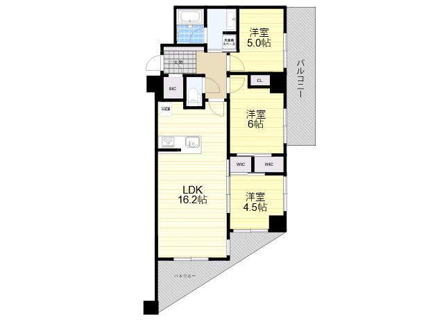 BRILLIA西宮北口 THE RESIDENCE(3LDK/4階)の間取り写真