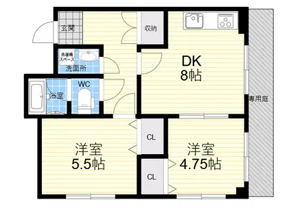 ソレイユ(2DK/3階)の間取り写真