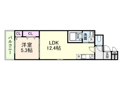 フジパレス西宮北口テラス(1LDK/2階)の間取り写真