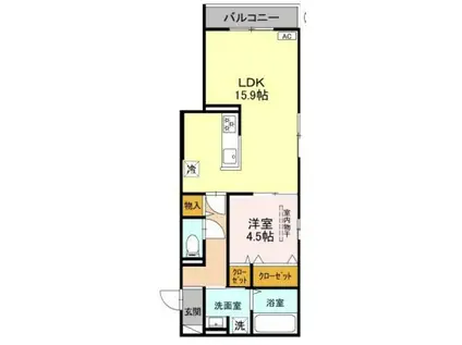 上甲子園廣和レジデンス(1LDK/2階)の間取り写真