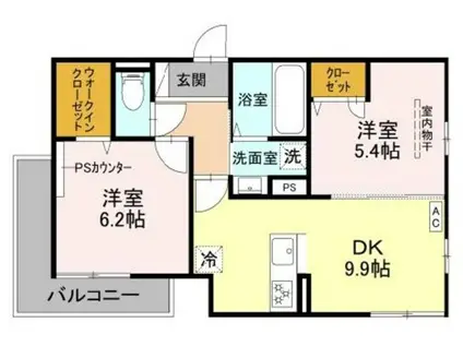 上甲子園廣和レジデンス(2DK/2階)の間取り写真
