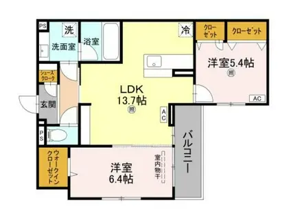 グラン アルベロ(2LDK/3階)の間取り写真