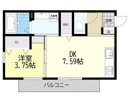 グランディール清華II(1DK/1階)の間取り写真