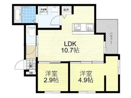 ブリアン西宮(2LDK/2階)の間取り写真