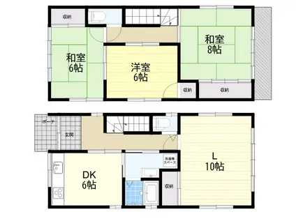 阪急今津線 門戸厄神駅 徒歩8分 2階建 築25年(3LDK)の間取り写真