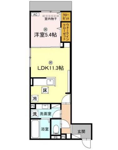 ル トレフル(1LDK/1階)の間取り写真