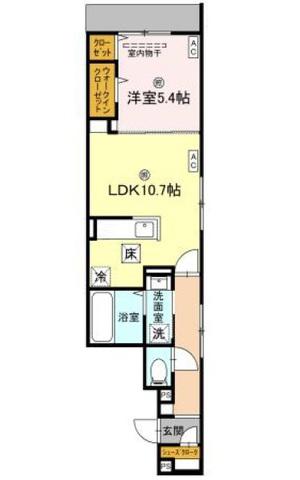 ル トレフル(1LDK/1階)の間取り写真
