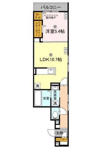 ル トレフル(1LDK/2階)の間取り写真