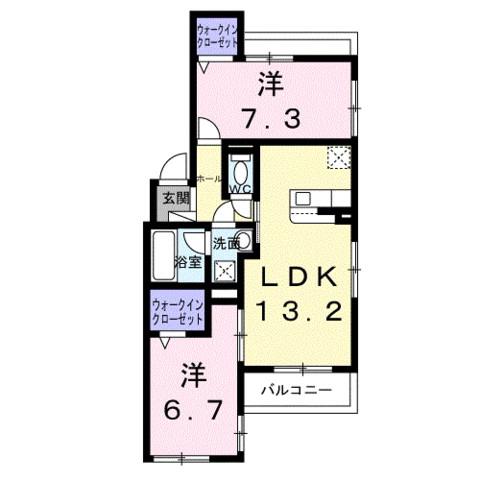 CERNE西宮(2LDK/3階)の間取り写真