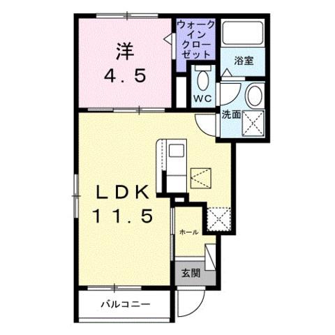 グリーンサイド(1LDK/1階)の間取り写真