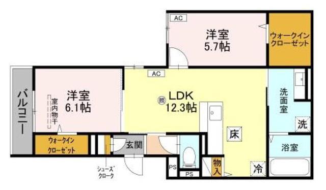COCOONIA(2LDK/1階)の間取り写真
