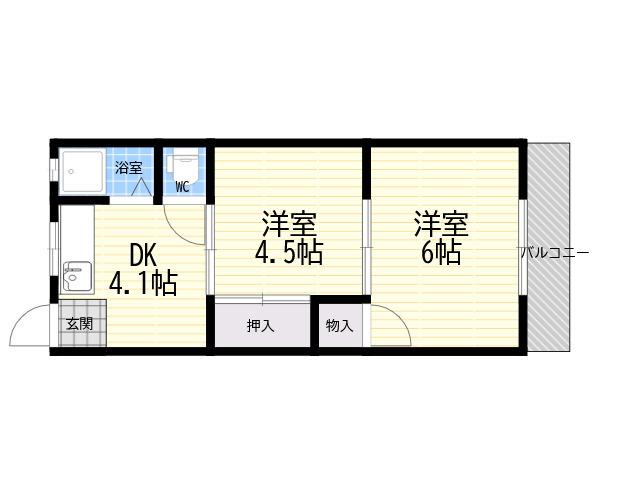 笠屋荘(2DK/2階)の間取り写真