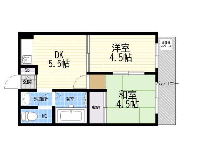 本町アパートメント(2DK/3階)の間取り写真