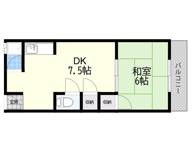高木荘(1DK/2階)の間取り写真